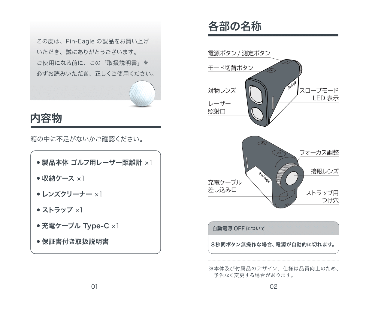 取扱説明書 2ページ